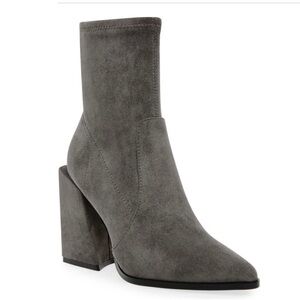 New Steven New York by Steve Madden Taite Pointed Toe Booties in Gray Faux Suede